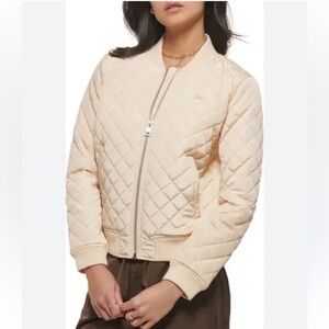 Levi's Diamond Quilted Bomber Jacket in Cream Womens Size L NWT